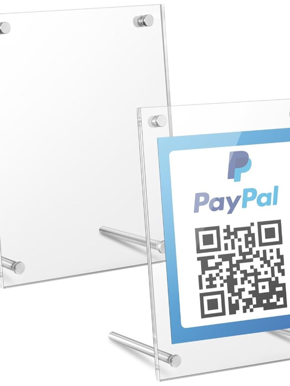 QR Code Signs, 4 x 6 Inch Clear QR Code Menu with Metal Stand, Cash App Acrylic
